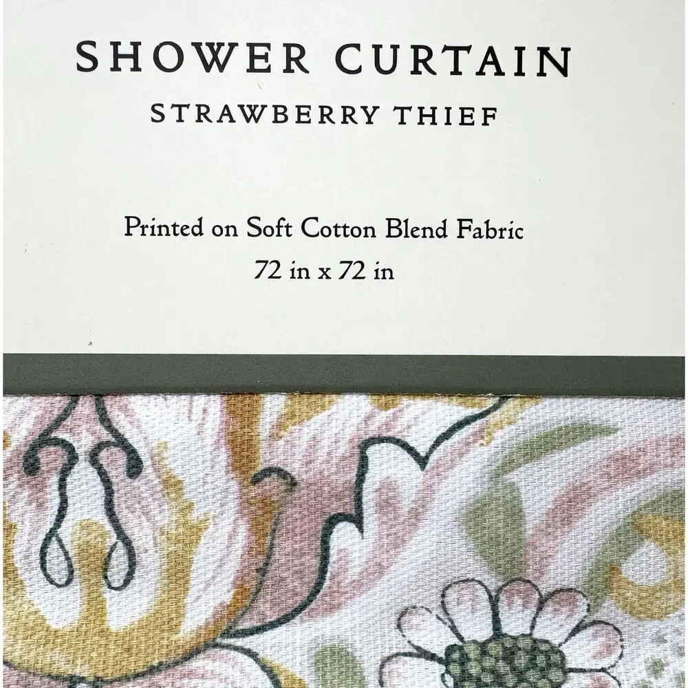 William Morris & Co Bird Strawberry Thief Shower Curtain Fabric 72x72” Pink Blue